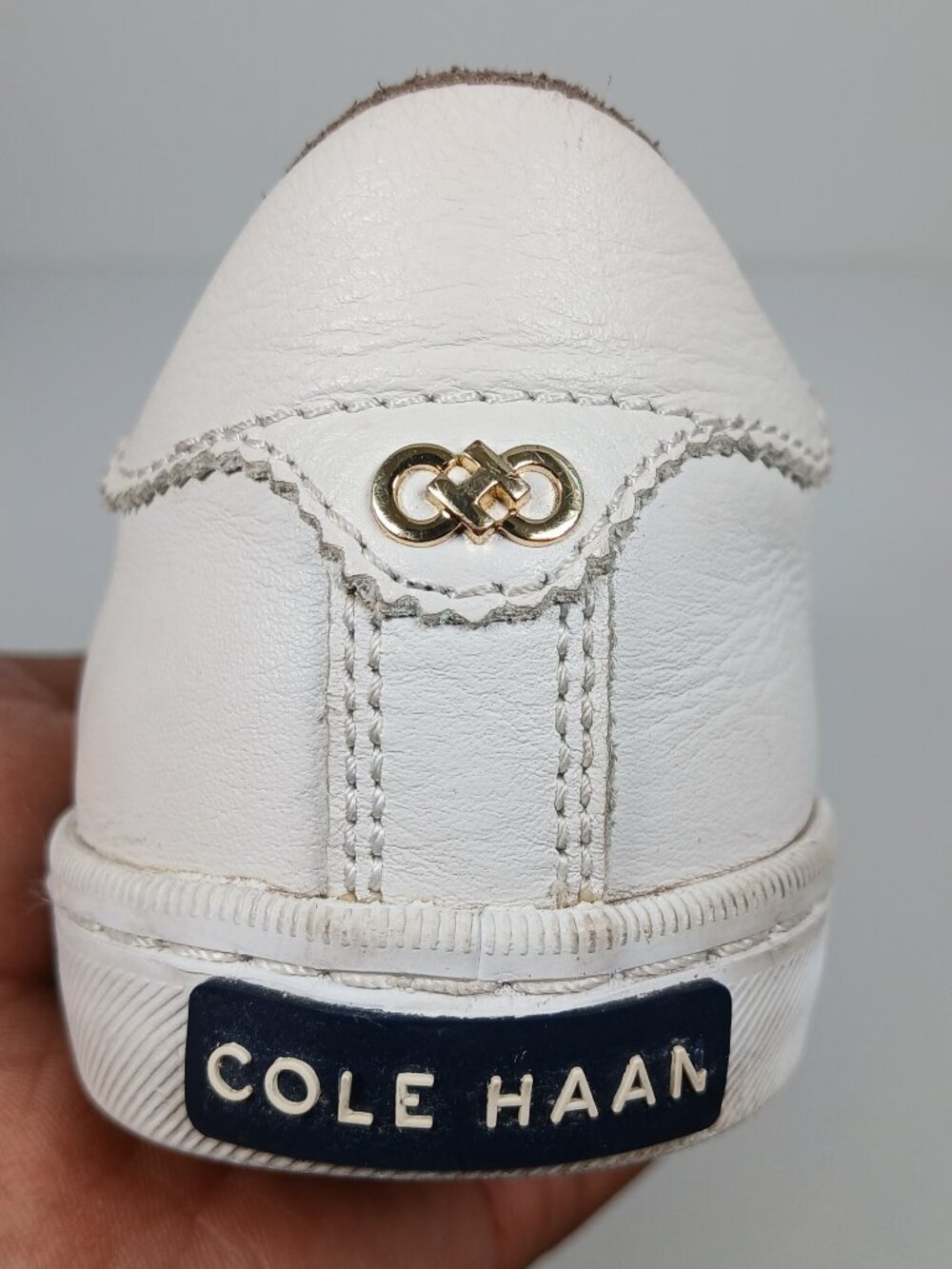 Cole Haan Grand Crosscourt White Leather Sneakers Gold Hardware 7.5B - Picture 11 of 14